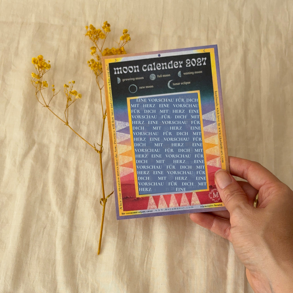Mondkalender 2027 mit farbigem Rahmen, Vorderseite mit Vorschau-Wasserzeichen